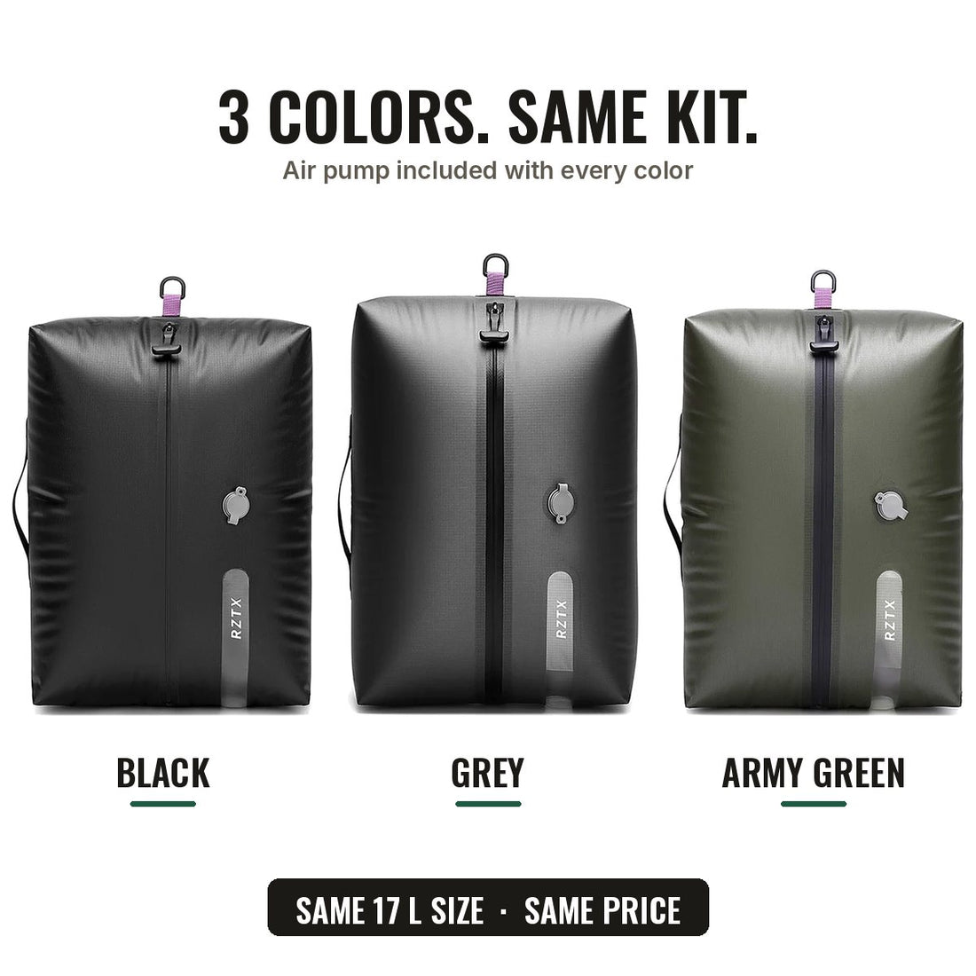 Auralane Vacuum Kit in black, grey and army green